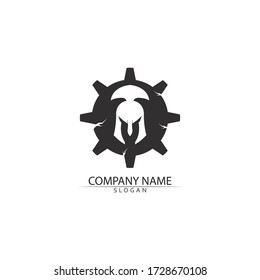 Spartan helmet logo template vector icon design