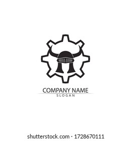 Spartan helmet logo template vector icon design