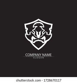 Diseño de icono vectorial de la plantilla del logotipo del casco espartano