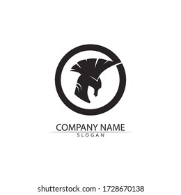 Spartan helmet logo template vector icon design