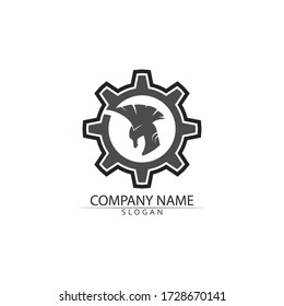 Diseño de icono vectorial de la plantilla del logotipo del casco espartano