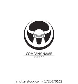 Spartan helmet logo template vector icon design