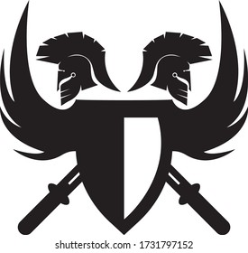 Spartan helmet logo template vector icon design