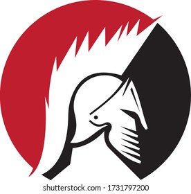 Spartan helmet logo template vector icon design