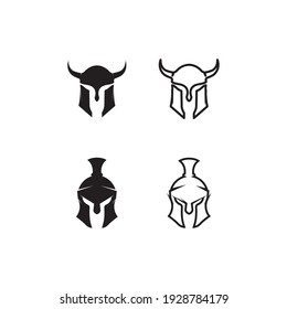 Spartan-Helm-Logo Vorlage Vektorsymbol-Design, Leiter Soldat Vintage Design Illustration