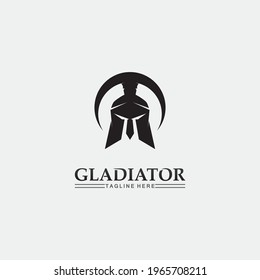 Plantilla de logotipo de casco espartano gaviotas de diseño de vectores, soldado, logotipo de gladiador y vector 