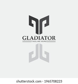 Plantilla de logotipo de casco espartano gaviotas de diseño de vectores, soldado, logotipo de gladiador y vector 