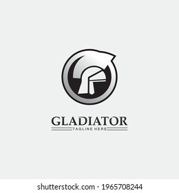 Plantilla de logotipo de casco espartano gaviotas de diseño de vectores, soldado, logotipo de gladiador y vector 