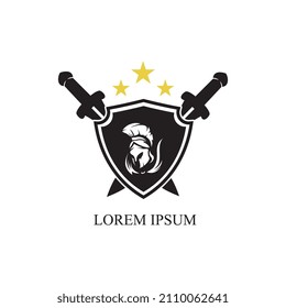 Diseño de icono vectorial de la plantilla del logotipo del casco espartano