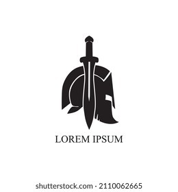 Diseño de icono vectorial de la plantilla del logotipo del casco espartano