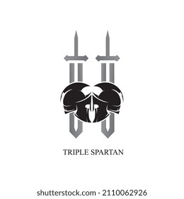 Diseño de icono vectorial de la plantilla del logotipo del casco espartano