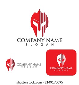 Spartan helmet logo template vector icon design