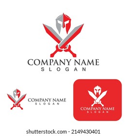 Spartan helmet logo template vector icon design