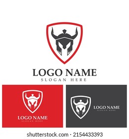 Spartan helmet logo template vector icon design