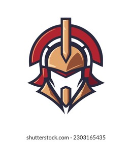 Spartan helmet logo template. Vector illustration in retro style. Logo design template