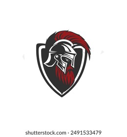  Spartan helmet logo template vector icon illustration design isolated on white background