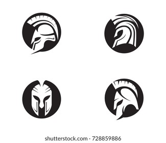 Spartan helmet logo template vector icon design