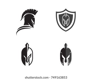 Spartan helmet logo template vector icon design
