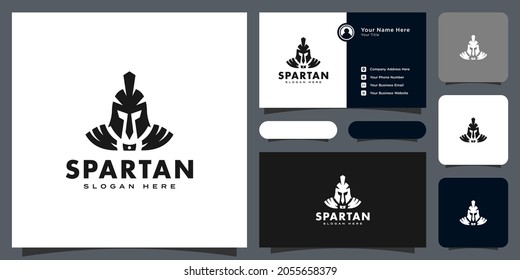 Spartan helmet logo vector designs and business card