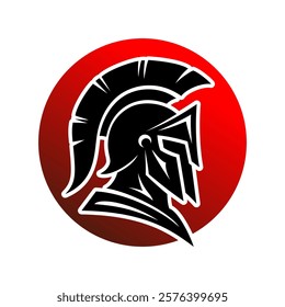 Spartan helmet logo vector illustration template simple icon of warrior in circle