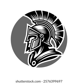 Spartan helmet logo vector illustration template simple icon of warrior in circle