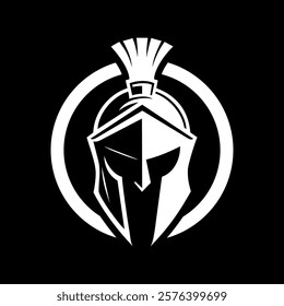 Spartan helmet logo vector illustration template simple icon of warrior in circle