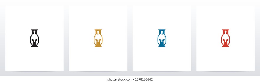 Spartan Helmet On Letter Logo Design I
