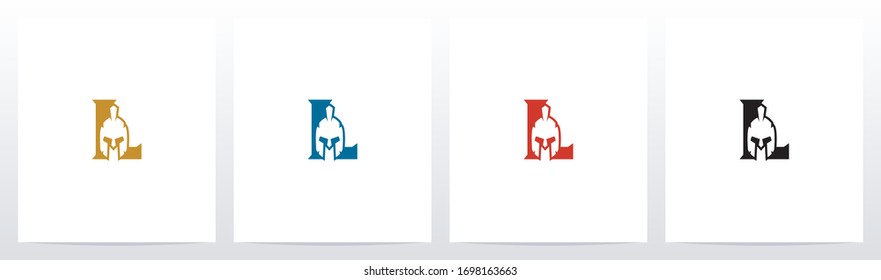 Spartan Helmet On Letter Logo Design L