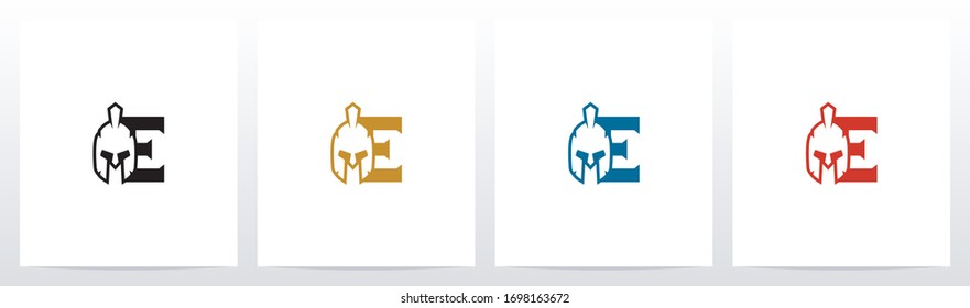 Spartan Helmet On Letter Logo Design E