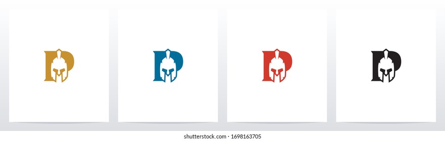 Spartan Helmet On Letter Logo Design P