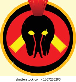 Spartan Helmet on Shield illustration vector isolated background