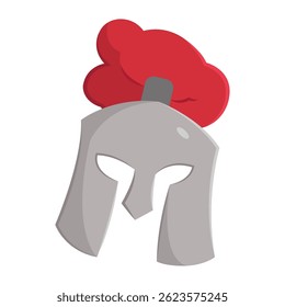Casco espartano de penacho rojo. Ilustración vectorial