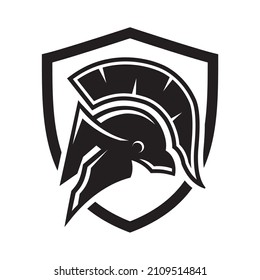 spartan helmet with shield logo design element