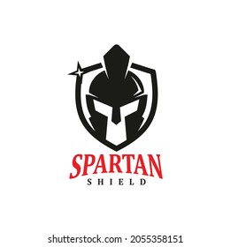 spartan helmet shield logo vector design