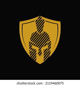 Spartan helmet with shield Logo Vector