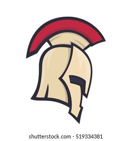 spartan helmet, side view, logo element over white