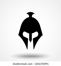 Spartan Helmet silhouette, Greek warrior - Gladiator, legionnaire heroic soldier. vector