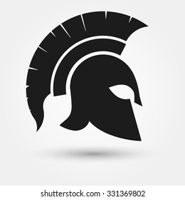 Spartan Helmet silhouette, Greek warrior - Gladiator,  legionnaire heroic soldier. vector