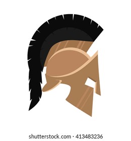Spartan Helmet silhouette, Greek warrior - Gladiator, legionnaire heroic soldier. Vector illustration in a flat style icon