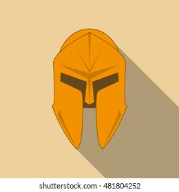 Spartan Helmet silhouette, Greek warrior. Corinthian helmet with long shadow. Vector illustration eps10
