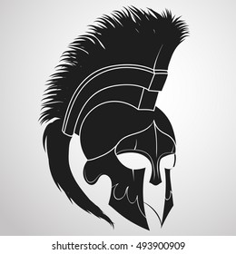 Spartan Helmet silhouette, Greek warrior - Gladiator, legionnaire heroic soldier. vector