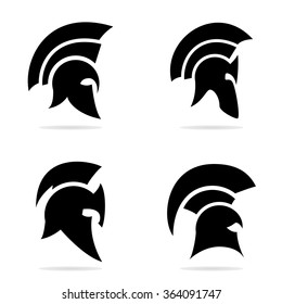 Spartan Helmet Silhouette Helmet Icons Black Stock Vector (Royalty Free ...