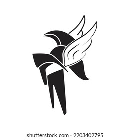 Spartan helmet silhouette. Roman or Greek army helmet vector icon
