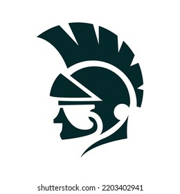 Spartan helmet silhouette. Roman or Greek army helmet vector icon