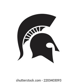 Spartan helmet silhouette. Roman or Greek army helmet vector icon