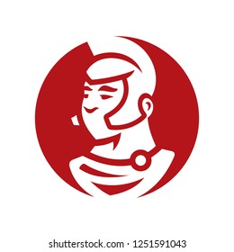 Spartan in helmet silhouette sign