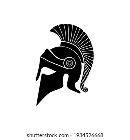 Spartan helmet silhouette, vector illustration. 