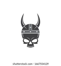 spartan helmet with skull and vector icon illustration design