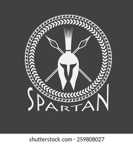 spartan helmet with spears and shield