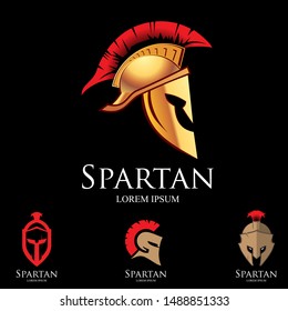Spartan helmet theme logo set. vector